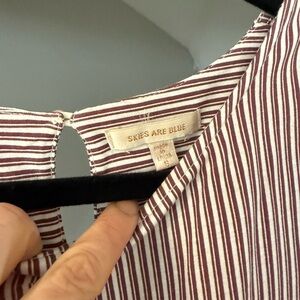 Skies Are Blue Women's Top - Burgundy and White Stripes